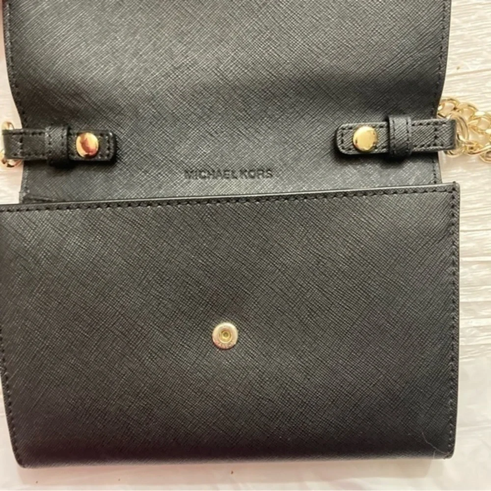 Michael Kors black saffiano leather crossbody convertible clutch bag